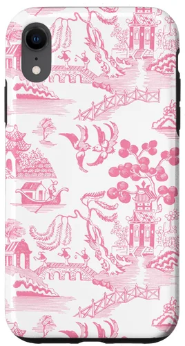 Vista 25 de Preppy Pink Willow Pattern Chinoiserie Toile Case for iPhone 17