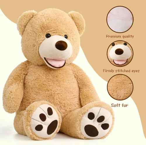 Vista 4 de MorisMos Oso de peluche gigante, oso marrón de 39 pulgadas y 3 osos