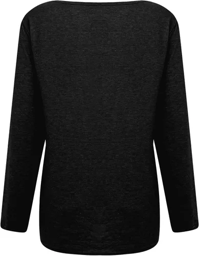 Vista 4 de Camisetas de manga larga para mujer, con cuello redondo, holgada, con hombros caídos, suéter de invierno