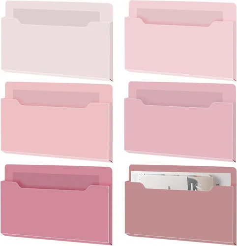 Vista 27 de Fuutreo Organizador magnético de archivos de pared, 6 unidades, soporte magnético para archivos de pared, frigorífico, revistas, papel para cartas
