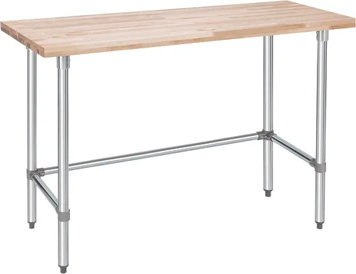 Vista 10 de Mesa de trabajo de madera con parte superior de arce estadounidense – 24 x 24 x 35 pulgadas, banco de trabajo de madera con base abierta