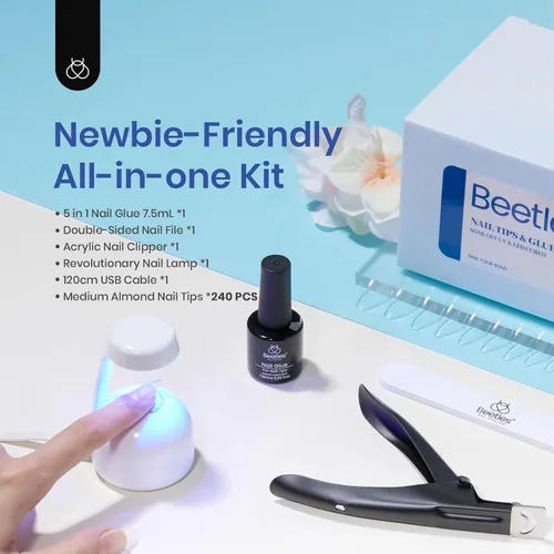 Vista 7 de beetles Gel Polish Gel de uñas de 0.5 fl oz (0.5 fl oz) con lámpara LED UV LED con fácil extensión de uñas, pegamento de uñas 5 en 1, capa base