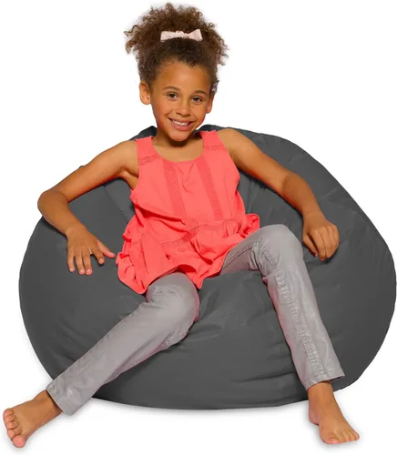Vista 19 de Posh Creations - Sillón puff para niños, adolescentes y adultos, incluye funda extraíble y lavable a máquina, tamaño mediano de 27 pulgadas, lona