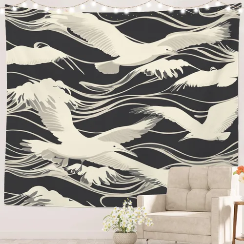 Vista 30 de Batmerry Abstract Repeat Polyester Tapestry, Tiled Directional Lightweight Wall Hanging High-Definition Print Backdrop For Dorm Room Bedroom Living