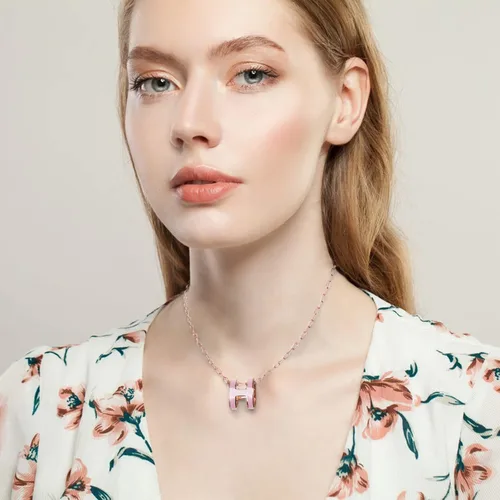 Vista 3 de EXTREE Collar con colgante de letra de moda para mujer, delicado collar chapado en oro de 18 quilates