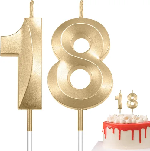 Vista 21 de Velas de 10º cumpleaños de oro champán - Velas de 10 números para decoración de pasteles