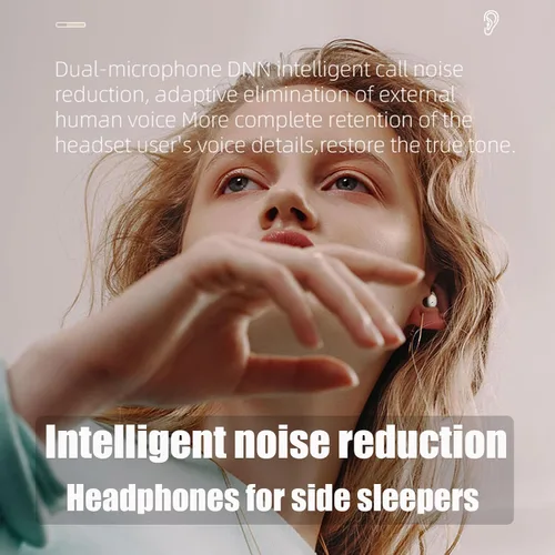 Vista 5 de Audífonos para dormir, auriculares inalámbricos Bluetooth para dormir de lado, para insomnio, ronquidos, invisibles, cómodos con cancelación