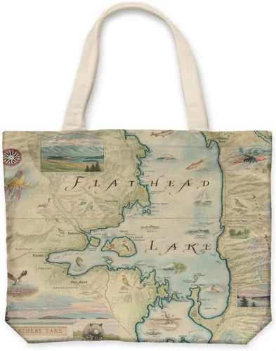Vista 42 de Xplorer Maps Bolsa de lona con asas, bolsa de compras de comestibles de tela, bolsa reutilizable y ecológica, 100% algodón, lavable