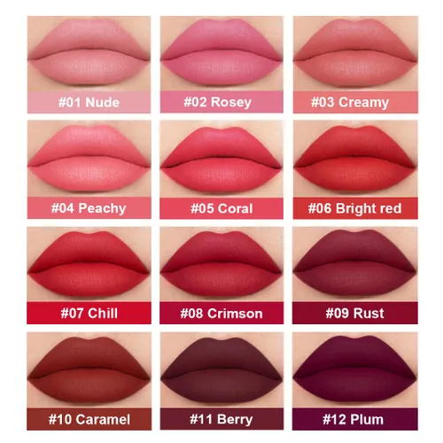 Vista 6 de BestLand Juego de 3 lápices labiales líquidos rojos atrevidos, seductores, brillo de labios mate de larga duración, impermeable, alto pigmento a