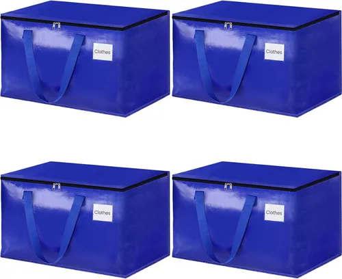 Vista 8 de HomeHacks Bolsas de Mudanza Resistentes con Cremalleras Fuertes y Asas, Bolsas de Mudanza Plegables, Contenedores de Almacenamiento para Embalaje