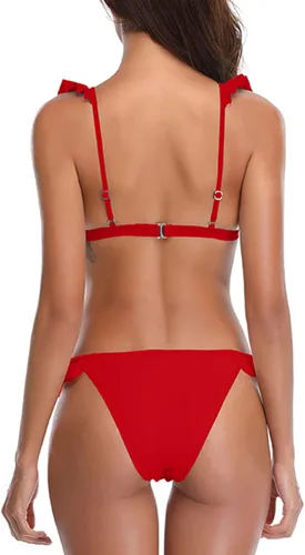 Vista 2 de SHEKINI Women's Bathing Suits Ruffles Flounce Bikini Sets Low Rise Two Piece Swimsuit