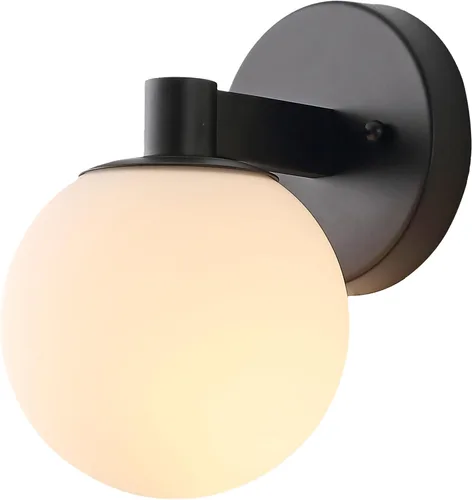 Vista 10 de JONATHAN Y Lámpara de pared LED de 5.75 pulgadas, color latón/negro, 1 luz de globo moderno, pantalla de vidrio esmerilado, lámpara de pared Art