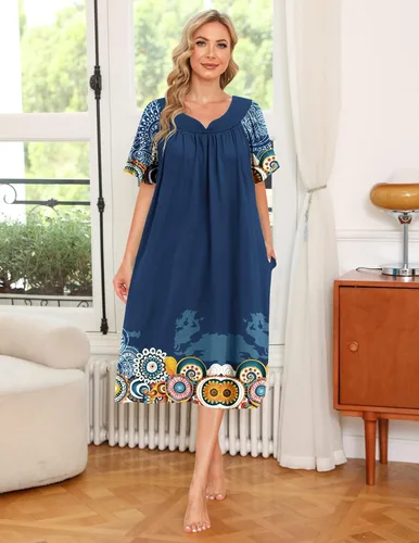 Vista 2 de Ekouaer Vestido de casa con bolsillos para mujer