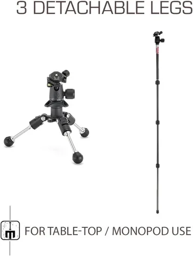Vista 8 de 3 Legged Thing Punks Billy 2.0 - Trípode de fibra de carbono para viajes, compacto y ajustable, con tres patas desmontables, oscuridad (negro mate)
