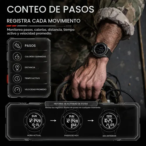 Vista 5 de NORTH EDGE Men's Watches Military Watches for Men Carbon Fiber Waterproof for Men Date Display Nylon Army Tactical Sports Minimalist Negro