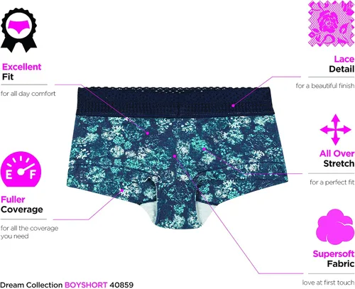 Vista 5 de Maidenform Dream Cotton con Boyshort de encaje para mujer