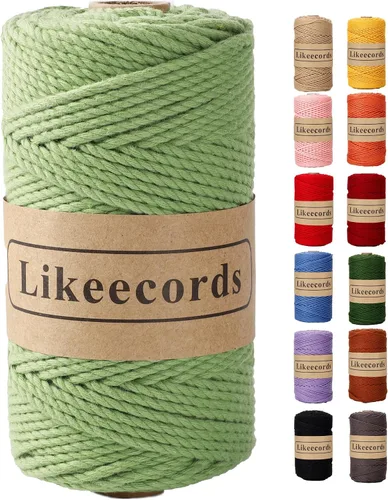 Vista 31 de Likeecords Cordón de algodón para macramé de 3mm x 100 metros, hilo torcido de 3 hebras, cuerda de macramé, hilo de algodón para macramé, cuerda