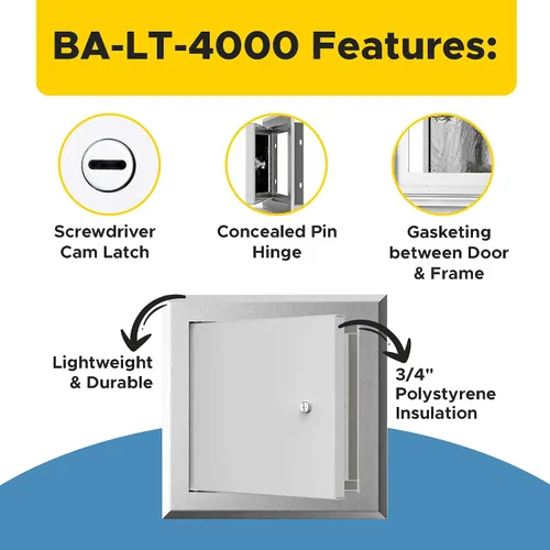 Vista 2 de Best AMZ-BA-LT-4000 - Puerta de acceso de aluminio aislada de 30 x 30 pulgadas, panel de acceso exterior ligero con junta de neopreno, resistente a
