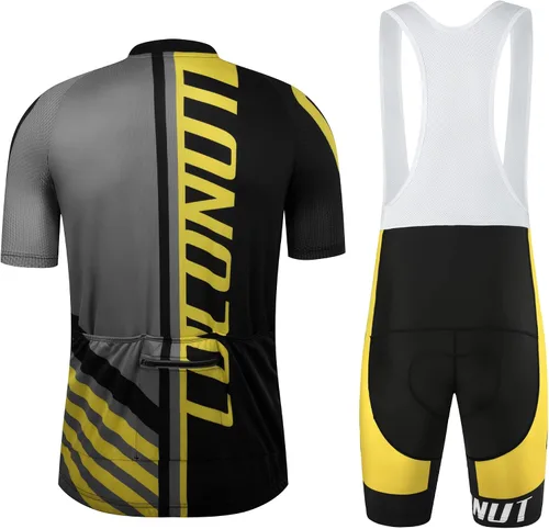 Vista 2 de Coconut Ropamo CR - Conjunto de camiseta de ciclismo para hombre, con cremallera y bolsillo con pantalones cortos con acolchado 4D