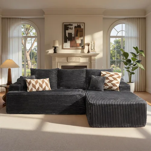 Vista 16 de ovios Sofá seccional Cloud de 96 pulgadas con chaise en forma de L, sofá modular moderno con asiento profundo, sofás tapizados para sala de estar