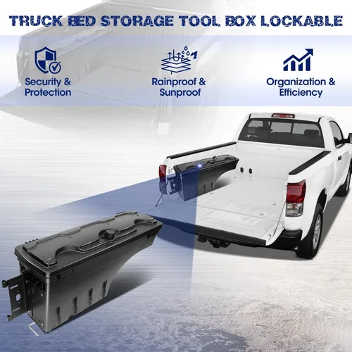 Vista 4 de Caja de herramientas de almacenamiento para caja de camioneta con cerradura, apta para Toyota Tundra 2007-2021, caja de herramientas giratoria