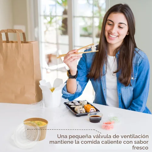 Vista 5 de ESSENTIAL Vasos de papel para helado con tapas, 50 cuencos de papel de 8