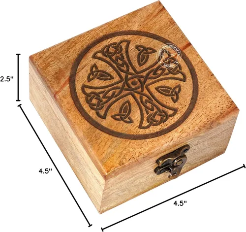 Vista 12 de Urna de madera antigua hecha a mano con grabado del árbol de la vida tallada a mano para mujeres y hombres, joyas Acentos de decoración del hogar