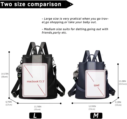 Vista 3 de TcIFE - Morral elegante de nailon diseño antirrobo para mujer
