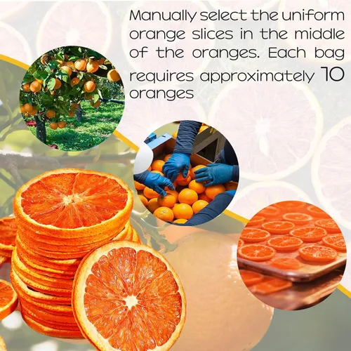 Vista 3 de Rebanadas de naranja sanguina seca, color rojo rubí vibrante, alrededor de 50 piezas, sin azúcar añadido, aperitivo crujiente y saludable adorno