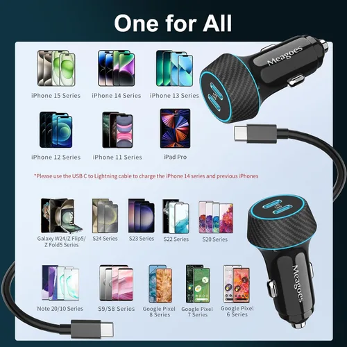 Vista 5 de Paquete de 2 cargadores de coche USB C de 40 W + 72 W 4 puertos USB C cargador de coche súper rápido carga rápida para iPhone 16 Pro Max/Plus/15
