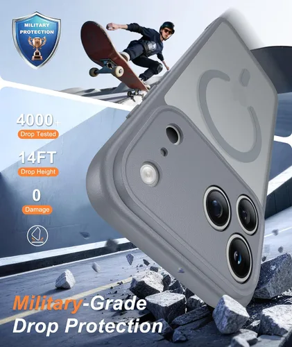 Vista 441 de FNTCASE Funda para iPhone 17 Pro: Fundas delgadas translúcidas de color azul claro compatibles con MagSafe, protección completa de la cámara
