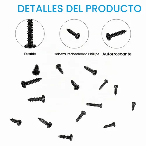 Vista 6 de 750 tornillos negros pequeños para electrónica, M1, M1.2, M1.4, M1.5, M1.7 Tornillos autorroscantes Phillips muy pequeños, tornillos de micro Negro