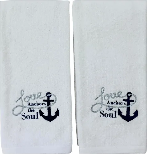 Vista 8 de Serafina Home Toallas de mano náuticas para huéspedes: Coastal Love Anchors The Soul, 2 piezas suaves y absorbentes