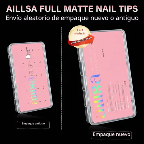 Vista 9 de AILLSA - Puntas de uñas de ataúd extra cortas de cobertura completa, puntas de uñas transparentes de gel acrílico 450 puntas de uñas postizas