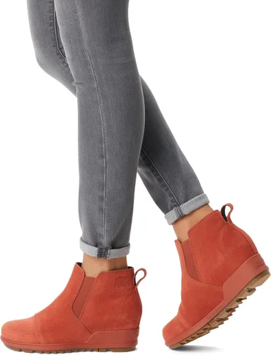 Vista 6 de Sorel - Botas cortas hasta el tobillo para mujer Evie, piel de ante impermeable, suela de cuña