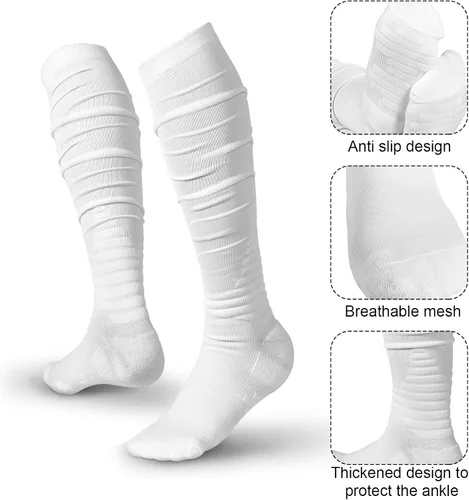 Vista 3 de Chuarry 4 Pairs Scrunch Football Socks Non Slip Men Football Socks Extra Long Socks Soccer Socks Over The Knee Athletic