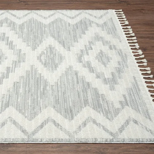 Vista 5 de LUXE WEAVERS Ibiza Collection 8067 - Alfombra geométrica suroeste, color gris, 6 x 9
