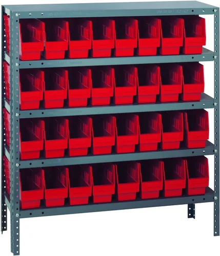 Vista 87 de Quantum QSBU-245BK Heavy Duty Shelving Unit with (7) Shelves and (24) QUS245 Black Bins for Garage Warehouse Storage Distribution 400 lb Load