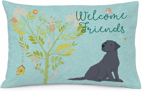 Vista 28 de Caroline's Treasures BB7625PILLOWCASE - Funda de almohada decorativa de tela con texto en inglés "Welcome Friends" Airedale Terrier estándar