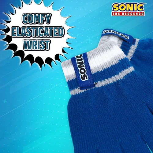 Vista 3 de Sonic The Hedgehog Conjunto de gorro, bufanda y guantes para niños