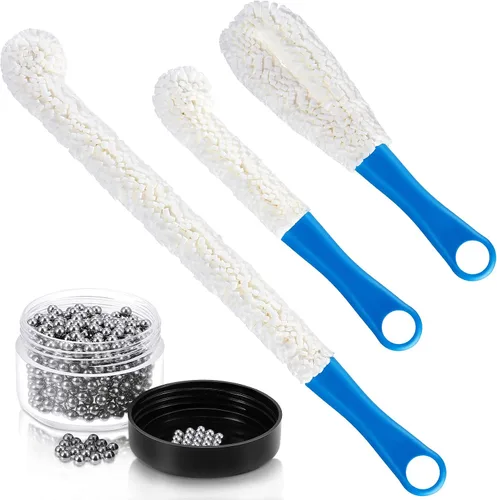 Vista 8 de 3 piezas de cepillo de limpieza de decantador flexible y 400 piezas de decantador reutilizable cuentas de limpieza para decantadores de vino, copas