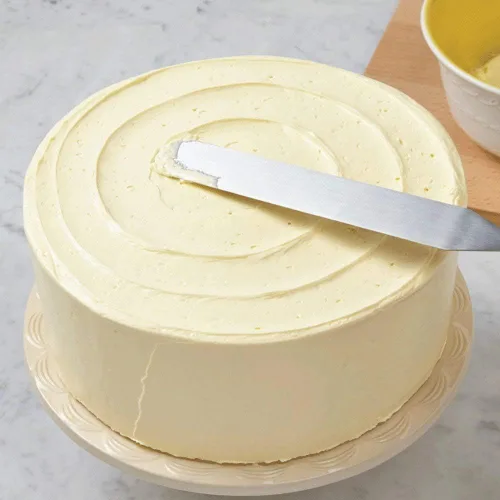 Vista 6 de Espátula recta de glaseado de 6 pulgadas, espátula de glaseado de acero inoxidable, espátula para decoración de pasteles con mango de madera, juego