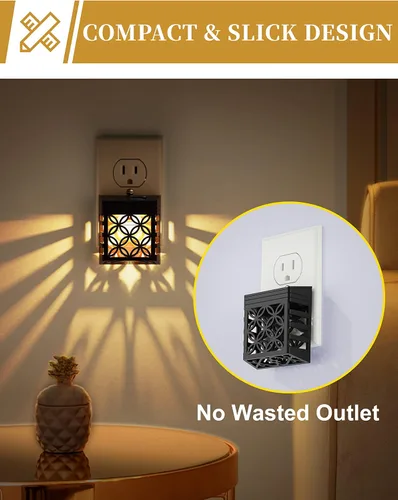 Vista 4 de DORESshop Luces nocturnas LED brillantes que se enchufan a la pared con sensor de atardecer a amanecer, luces nocturnas regulables, brillo ajustable
