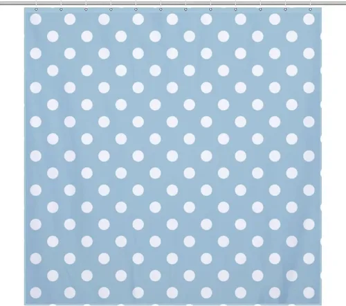 Vista 75 de Juego de 3 alfombras de baño con diseño de lunares, color azul aguamarina, antideslizante, con contorno en forma de U y tapa de inodoro