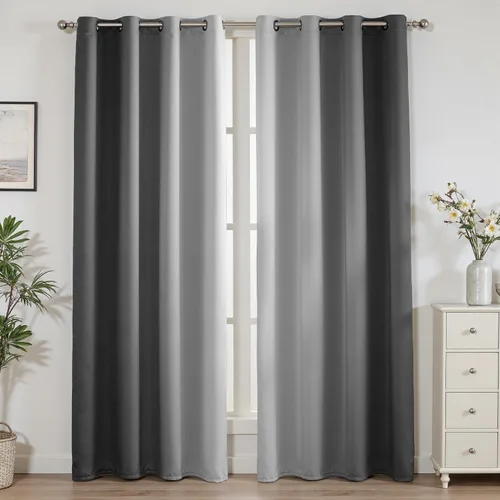 Vista 8 de weesire Cortinas opacas negras y rojas para dormitorio, sala de estar, 2 paneles, 100% opacas, cortinas degradadas degradadas, 52 x 63 pulgadas