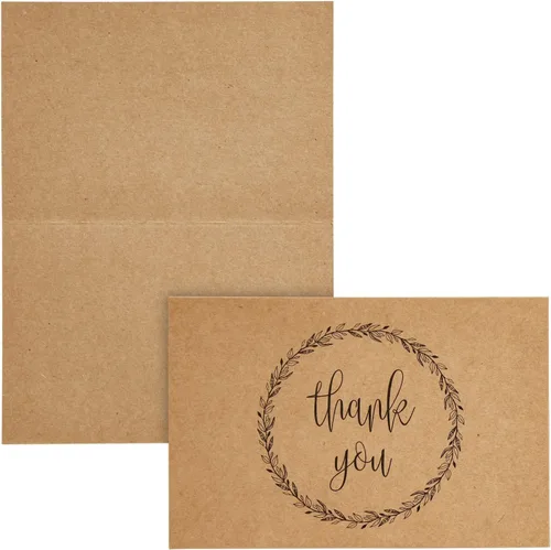 Vista 6 de Tarjetas de felicitación en papel Kraft marrón, THANK YOU