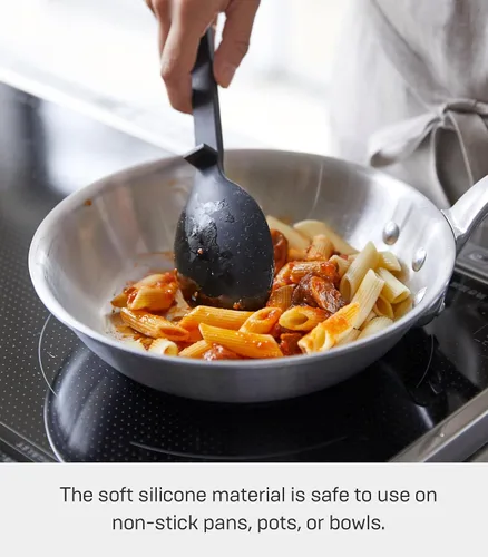 Vista 5 de Yamazaki Home Tower - Cuchara de cocina de silicona, higiénica con soporte de herramientas integrado, diseño limpio flotante, silicona