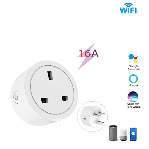 Vista 2 de Enchufe inteligente WiFi compatible con Alexa, Google Assistant, control de aplicación y voz, no requiere concentrador, Reino Unido (10A)