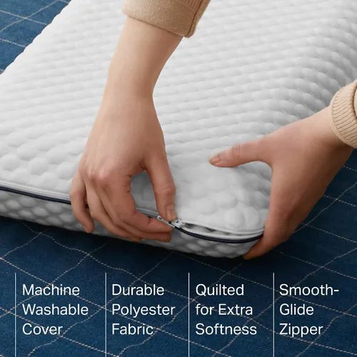Vista 28 de WEEKENDER Almohada de espuma viscoelástica de gel, tamaño estándar, sensación firme media, soporte para cuello y hombros, para dormir de lado