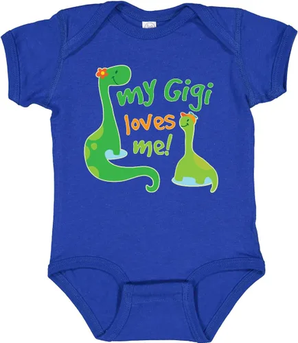 Vista 16 de inktastic My Gigi Loves Me Grandson - Body de dinosaurio para bebé 0020 Blanco